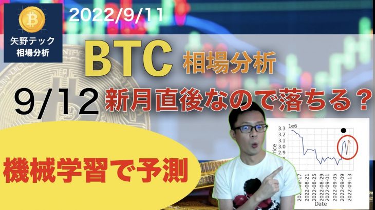 【機械学習で予想】ビットコインは9/11は新月直後なので落ちると予測。