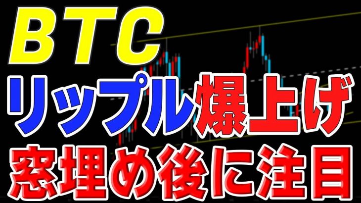 【仮想通貨ビットコイン】リップルは引き続き上昇。ネガティブな週足。窓を埋めてからの値動きが重要