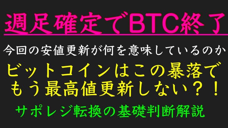11/14ビットコイン週足確定で終了のお知らせ。今後ビットコインは最高値まで戻るのか