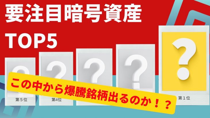 【暗号資産】要注目暗号資産/コインTOP5【仮想通貨】