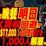 【絶叫系大暴落の始まりw】ビットコイン$17,000で1400億円レバロング溶けるw BinanceがFTX買収やめる模様でさらにイッチャ劇場期待w メタ11,000人大量解雇ぉ！w