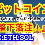 ビットコイン($BTC)の急上昇から1日‼️RSIが高いよ〜⚠️調整には注意‼️守りたいラインはここ‼️【仮想通貨 BTC.ETH.SOL】