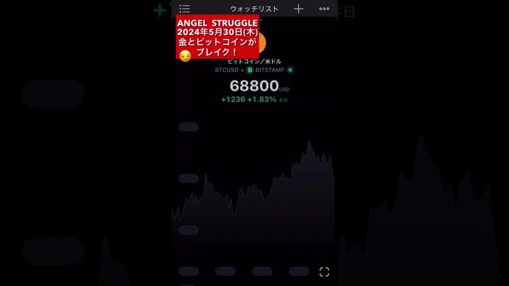 2024.5.30 金とビットコインが下落トレンドをブレイクしてきました。