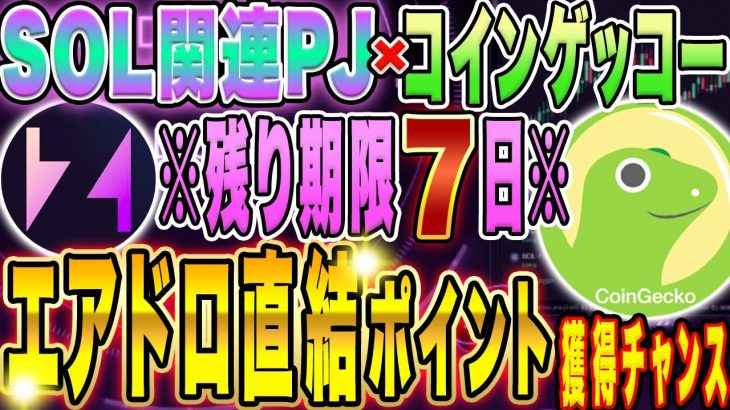 【SOLエアドロ狙い】コインゲッコーで開催中！SOLANA大注目PJの給付金獲得イベント徹底解説！【初心者】【仮想通貨】【半減期】【ソラナ】