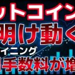 ビットコイン週明けの動きに注目。取引手数料が増加に進んでいるとの見解。