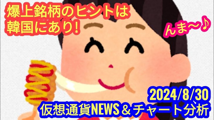【爆上げ銘柄のヒントは韓国にあり！】本日の相場分析は「BTC・ETH・OAS・RENDER・APT・SUI・他アルトコイン7種」2024/8/30