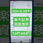 【2024年10月30日(木)】楽天・SBI証券・ビットコイン「資産の推移」→￥7,697,653円！#積立ニーサ