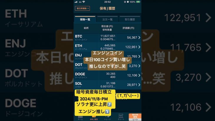 暗号資産毎日積立　2024年11月8日　#shorts #仮想通貨