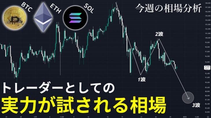 トレーダーとしての実力が試される相場 | ビットコイン・イーサリアム・ソラナの今週の相場分析とトレード戦略【12/29～1/5】【仮想通貨】