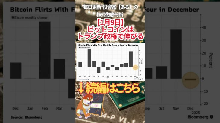 【1月9日】 ビットコインは トランプ政権で伸びる　 #投資 #金融教育 #nisa ＃株式投資  ＃日経平均 #ナスダック #ダウ #ideco #エヌビディア #半導体