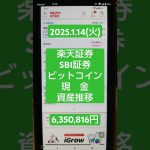 【2025年1月14日(火)】楽天・SBI証券・ビットコイン「資産の推移」→￥6,350,816円！#積立ニーサ