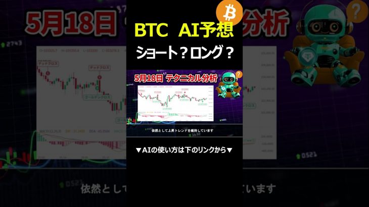 【5月18日 AI予想】ビットコインが爆上げ寸前!? 投資家心理とテクニカルが示す未来とは！【BTC】【Bitcoin】【チャート分析】【価格予想】【今後】【将来価格】【仮想通貨】 #shorts