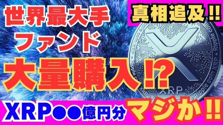 【XRP爆上げ前夜】世界最大手ファンドが大量購入! ❝●●億円分の買い❞の真相を追え